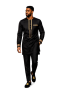 Luxury Black Senator Kaftan for Men | Premium African Traditional Wear | King Wales