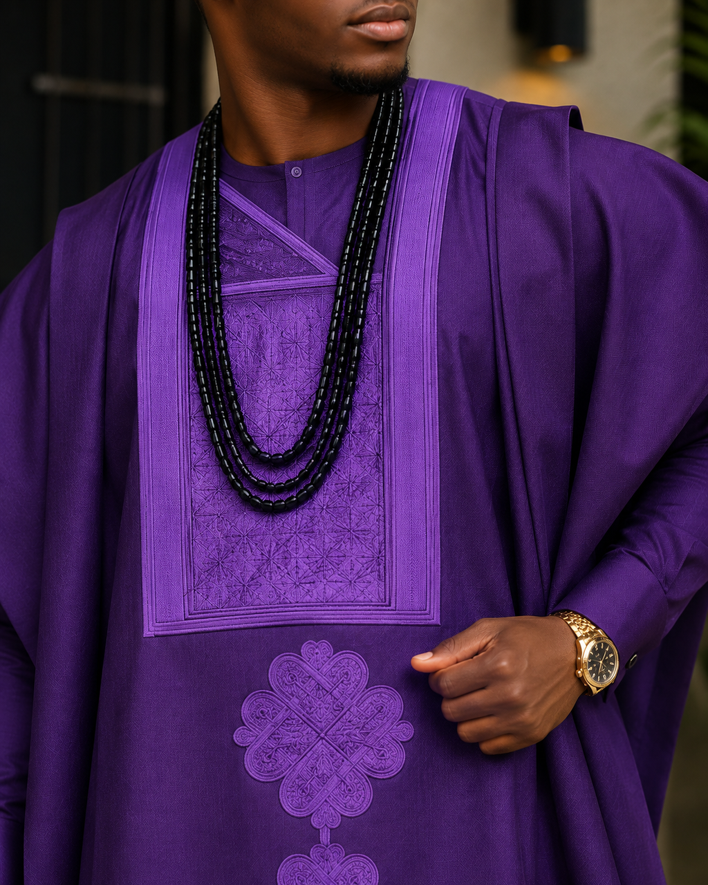 King Wales Royal Purple Luxury Embroidered Agbada for Men – Premium Nigerian Traditional Wedding Outfit