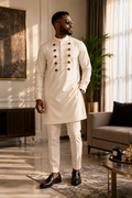 Luxury Cream Senator Kaftan for Men | Premium African Traditional Wear | King Wales