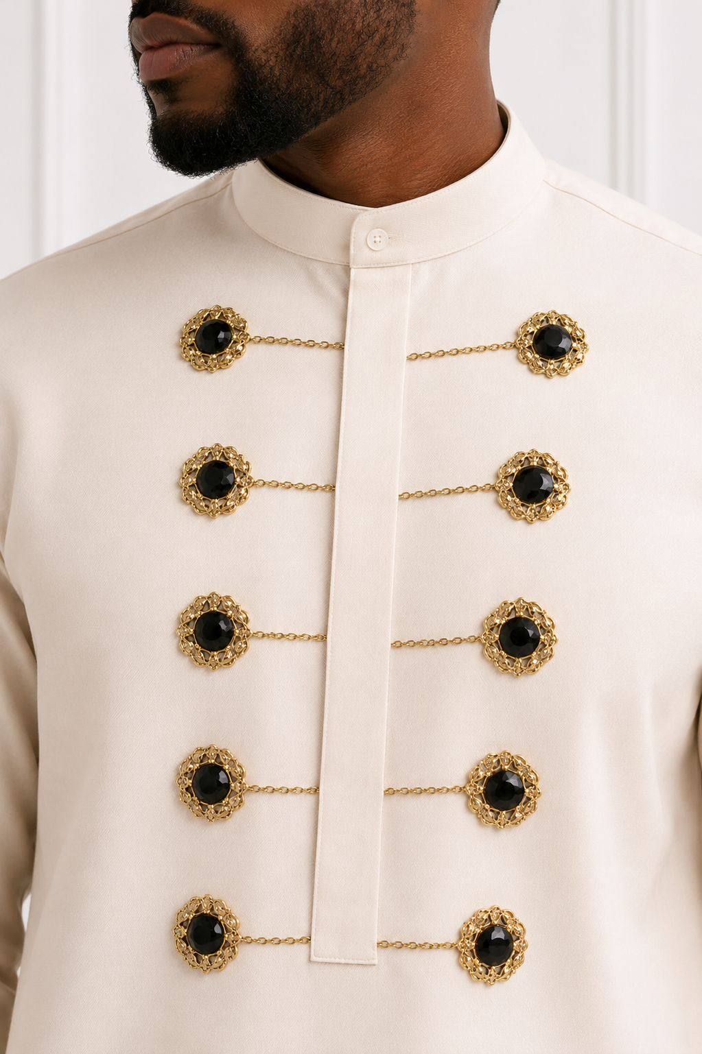 Luxury Cream Senator Kaftan for Men | Premium African Traditional Wear | King Wales