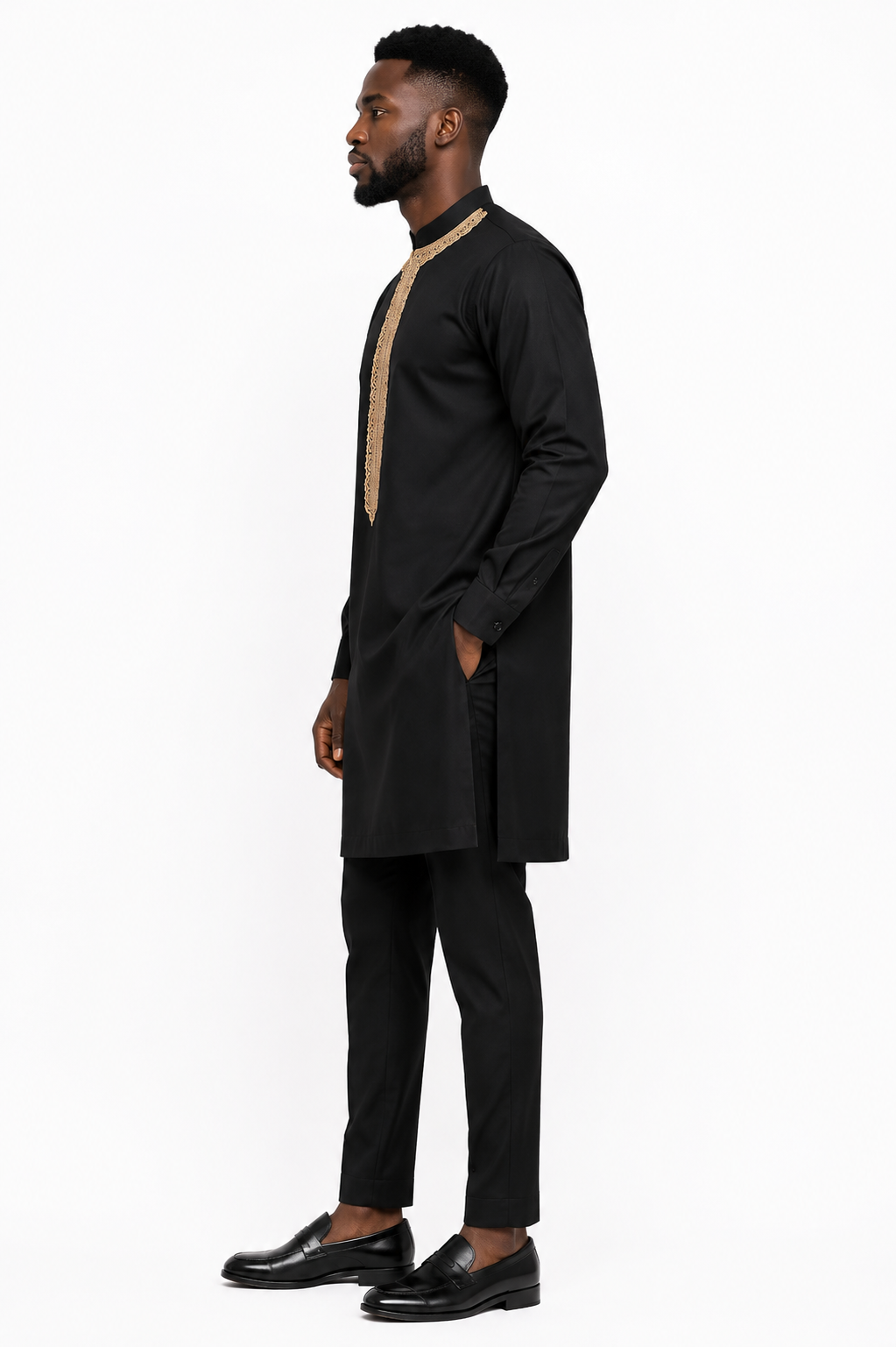 Luxury Black Senator Kaftan for Men | Premium African Traditional Wear | King Wales