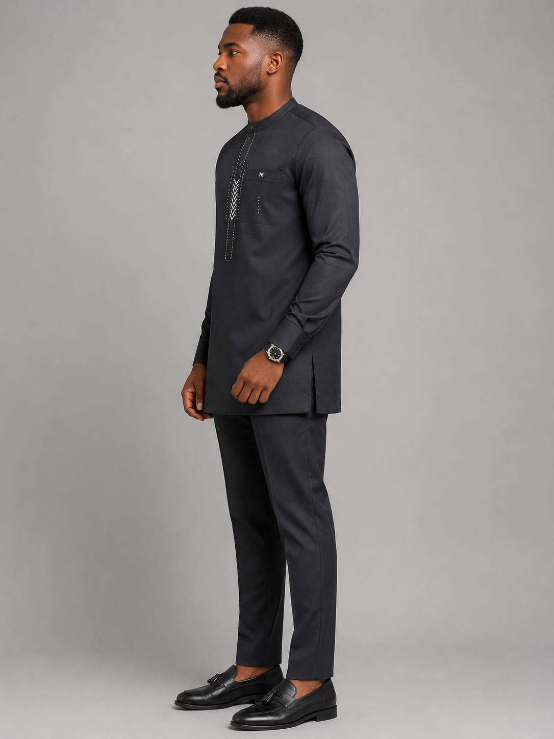 Luxury Black Senator Kaftan for Men | Premium African Traditional Wear | King Wales