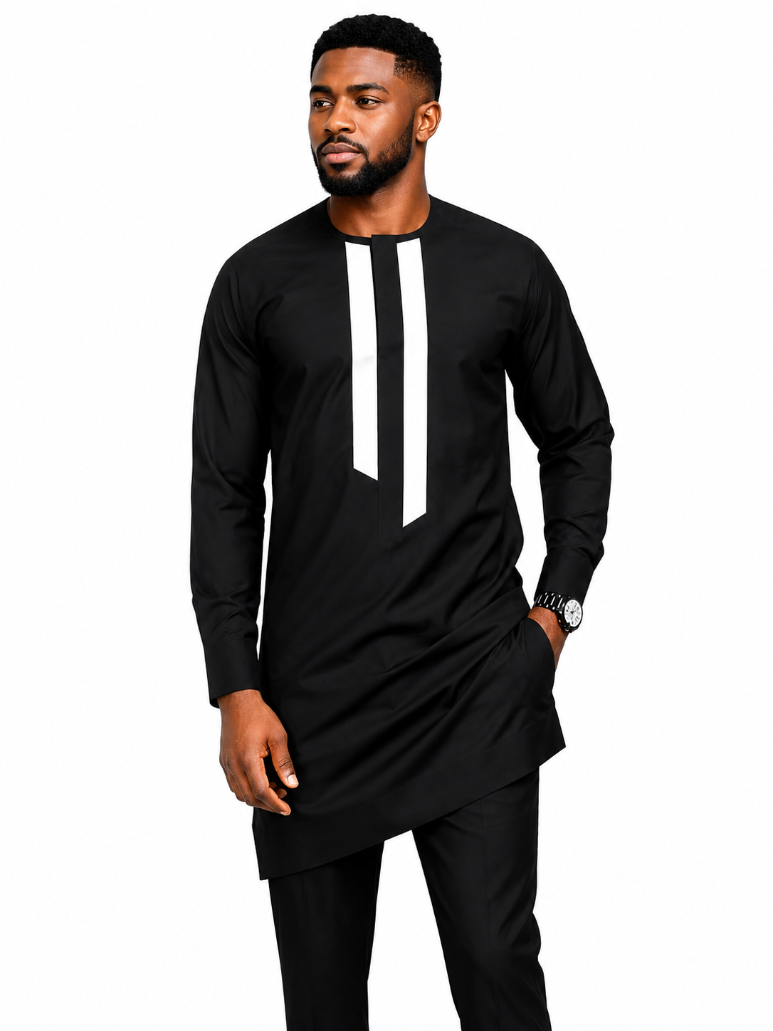Luxury Black Senator Kaftan for Men | Premium African Traditional Wear | King Wales