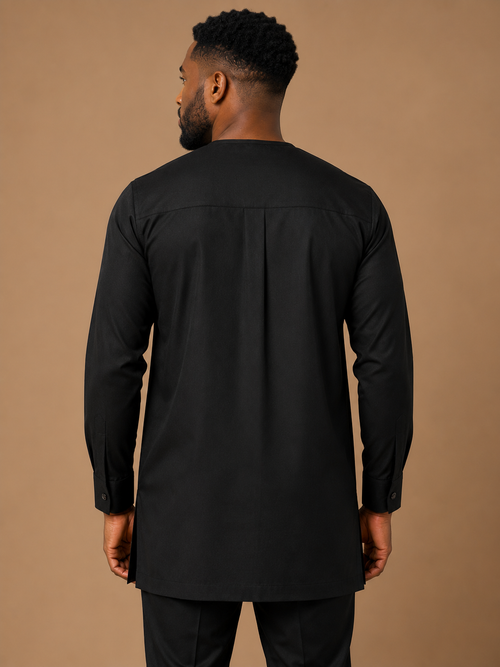 Luxury Black Senator Kaftan for Men | Premium African Traditional Wear | King Wales