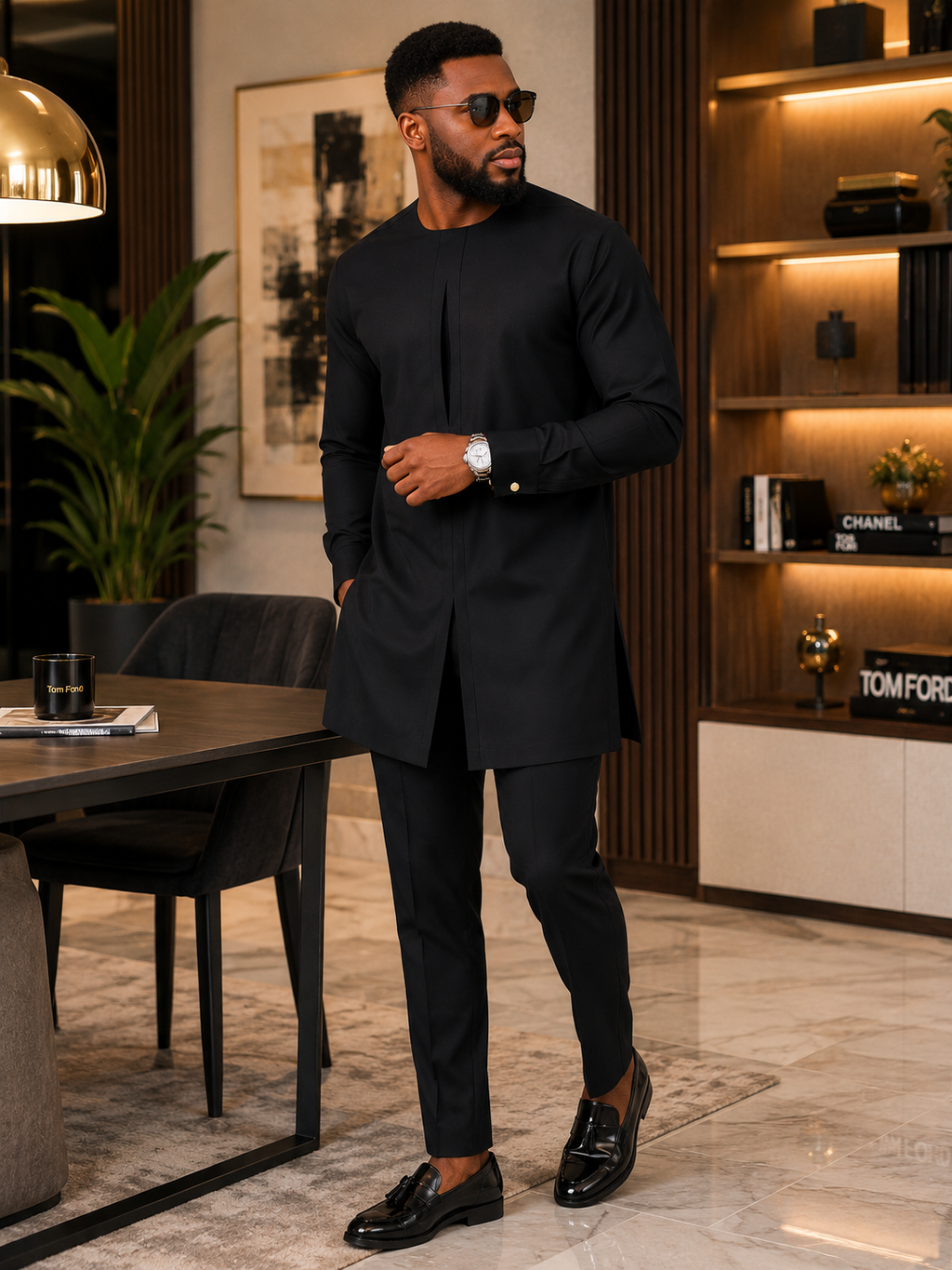 Luxury Black Senator Kaftan for Men | Premium African Traditional Wear | King Wales