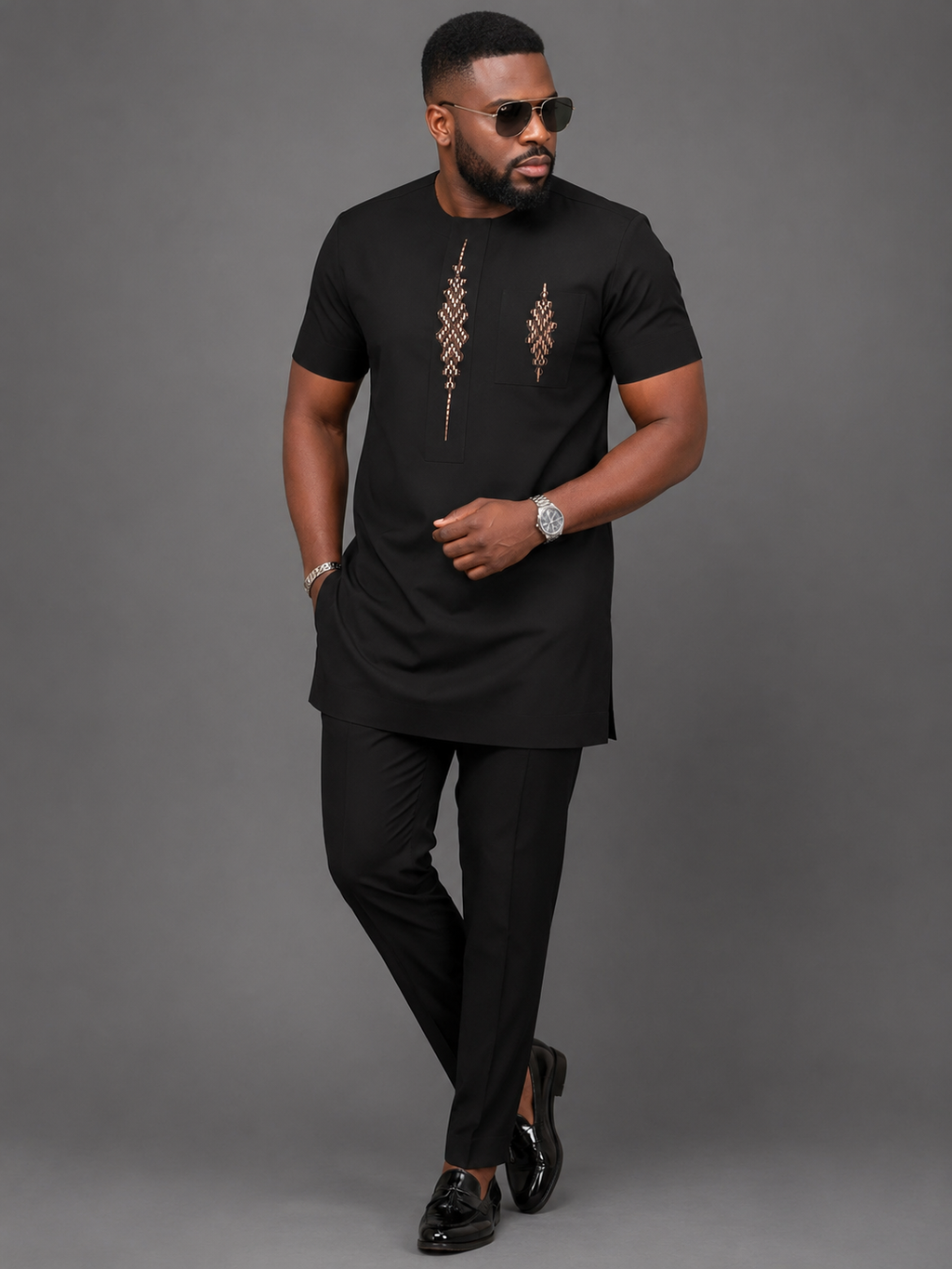Luxury Black Senator Kaftan for Men | Premium African Traditional Wear | King Wales (Copy)