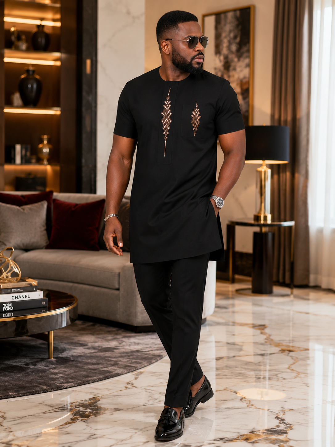 Luxury Black Senator Kaftan for Men | Premium African Traditional Wear | King Wales (Copy)