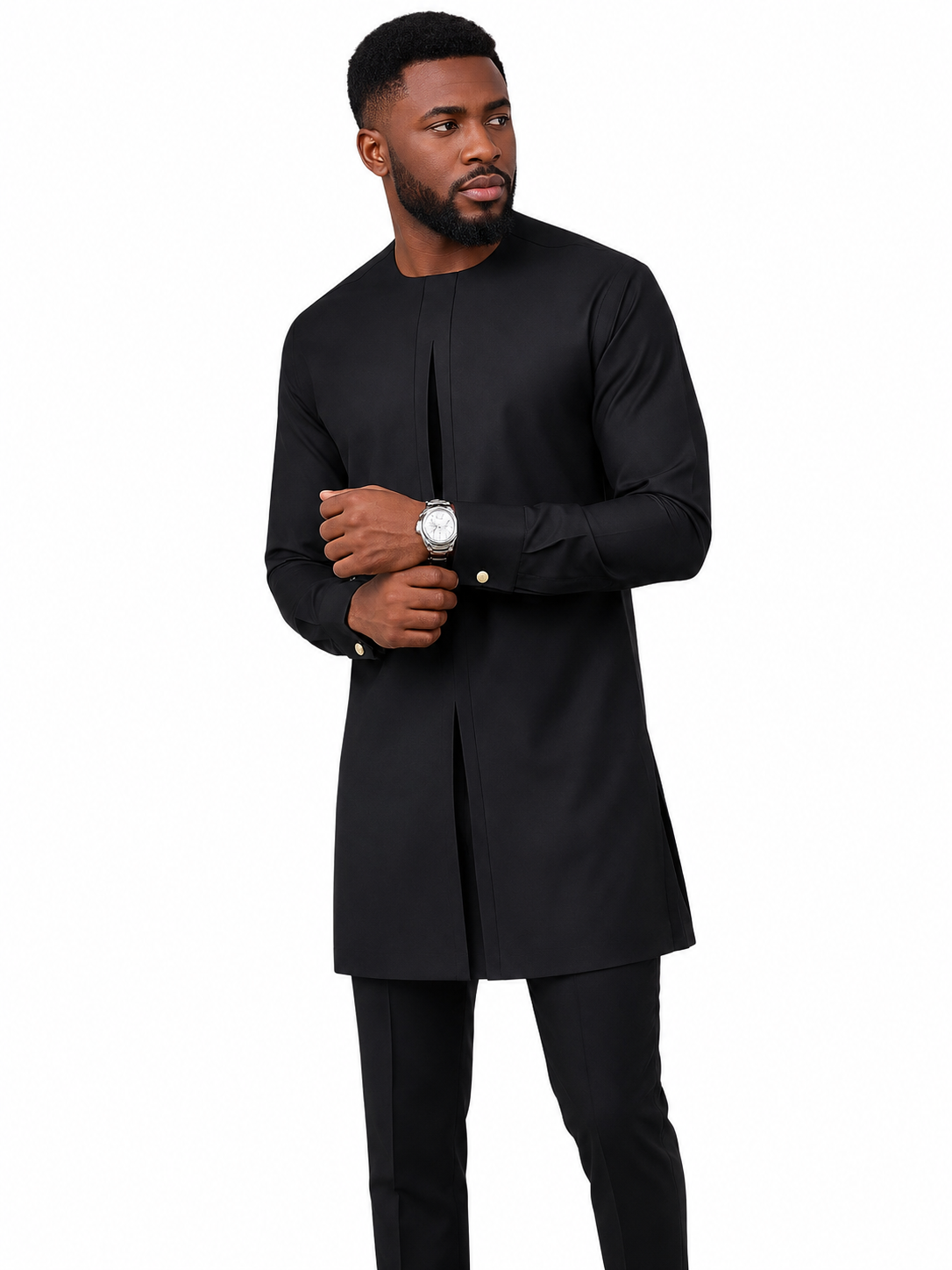 Luxury Black Senator Kaftan for Men | Premium African Traditional Wear | King Wales