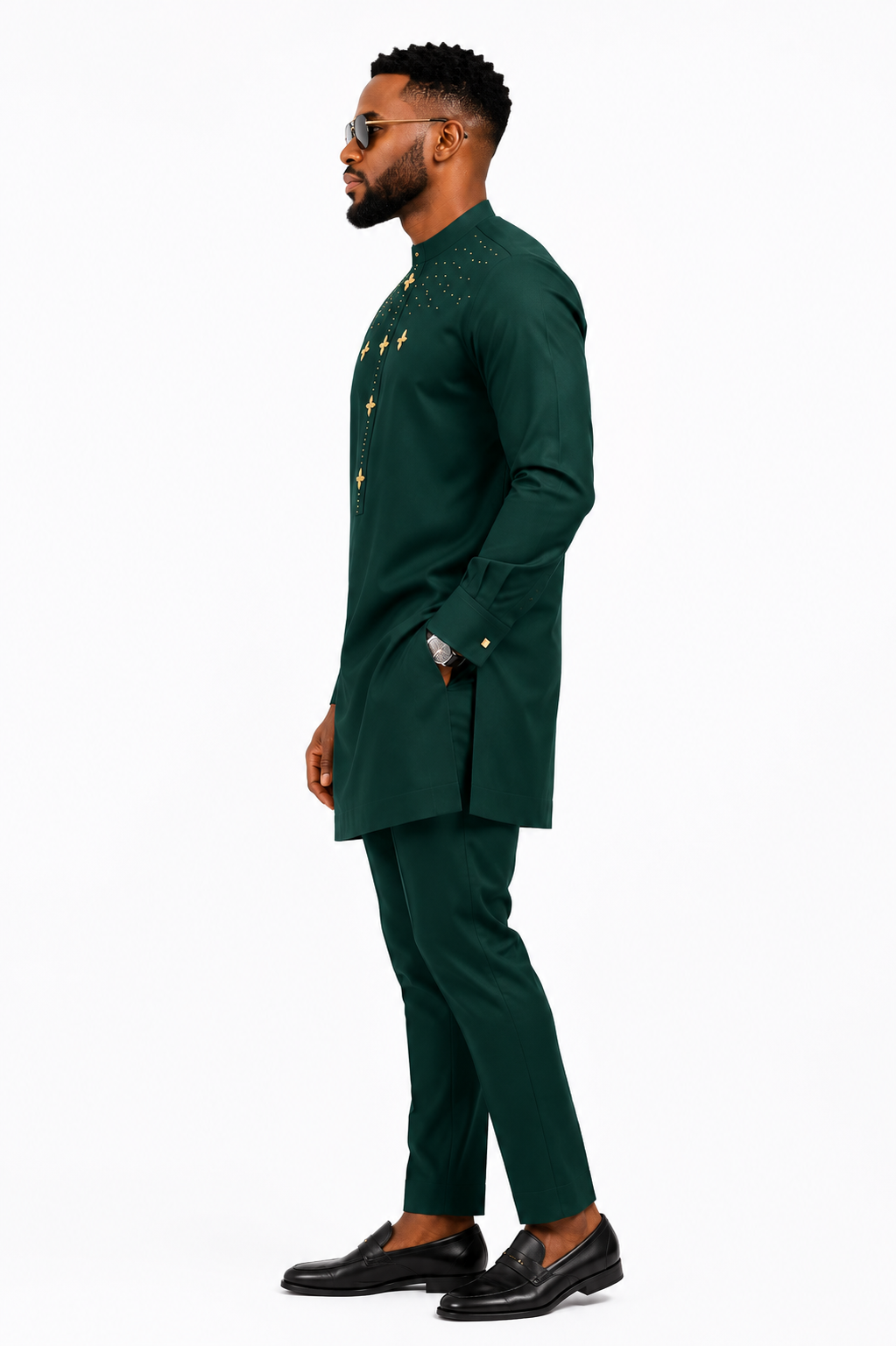 Luxury Green Senator Kaftan for Men | Premium African Traditional Wear | King Wales