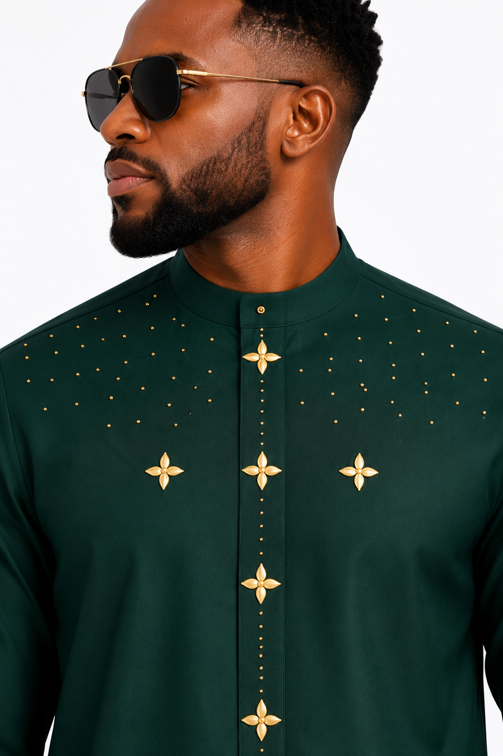 Luxury Green Senator Kaftan for Men | Premium African Traditional Wear | King Wales