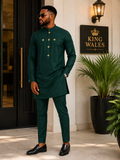 Luxury Green Senator Kaftan for Men | Premium African Traditional Wear | King Wales
