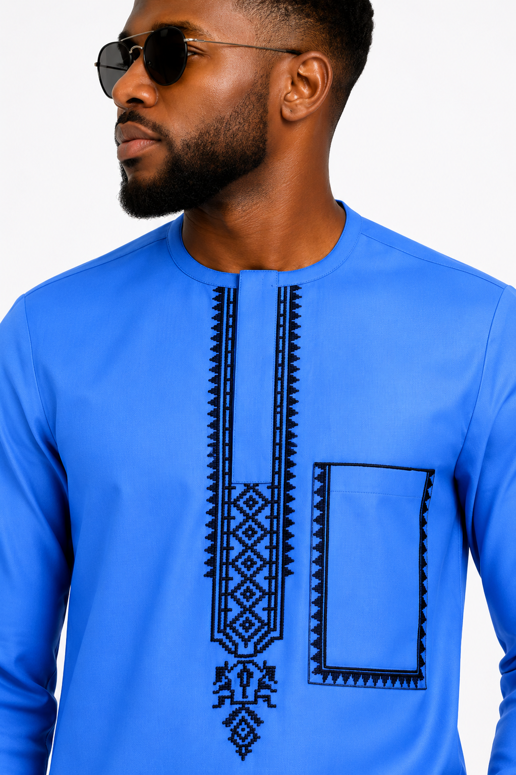Luxury Blue Senator Kaftan for Men | Premium African Traditional Wear | King Wales