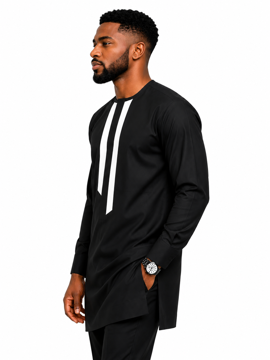 Luxury Black Senator Kaftan for Men | Premium African Traditional Wear | King Wales