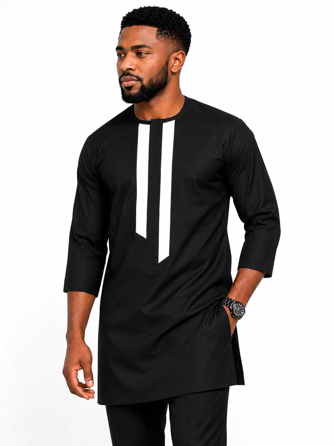 Luxury Black Senator Kaftan for Men | Premium African Traditional Wear | King Wales